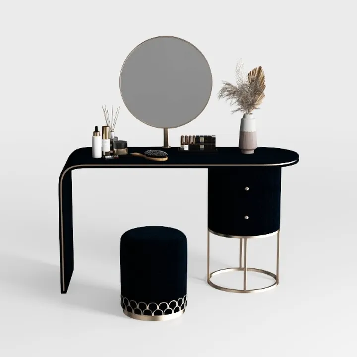 FUNKOCO Black Small Writing Desk with Drawers, 40 