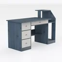 Modern Minimalist Blue Solid Wood Multi drawer Storage Desk 3D Model Right 45 Degree View