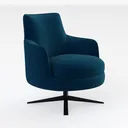 Modern Navy Blue Fabric Swivel Armchair 3D Model Right 45 Degree View