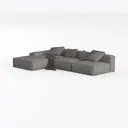 Minimalist Fabric L Shaped Sectional Sofa with Throw Pillows 3D Model Left 45 Degree View