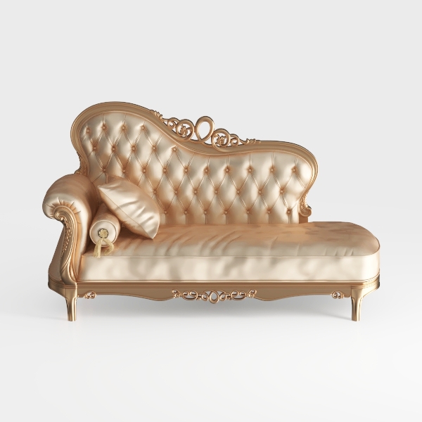 ACME Dresden Gold Patina Chaise with 1 Pillow