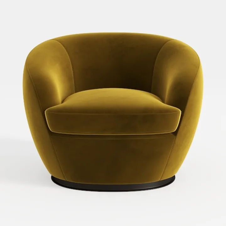 Modern Velvet Upholstered Barrel Accent Chair 3D Model