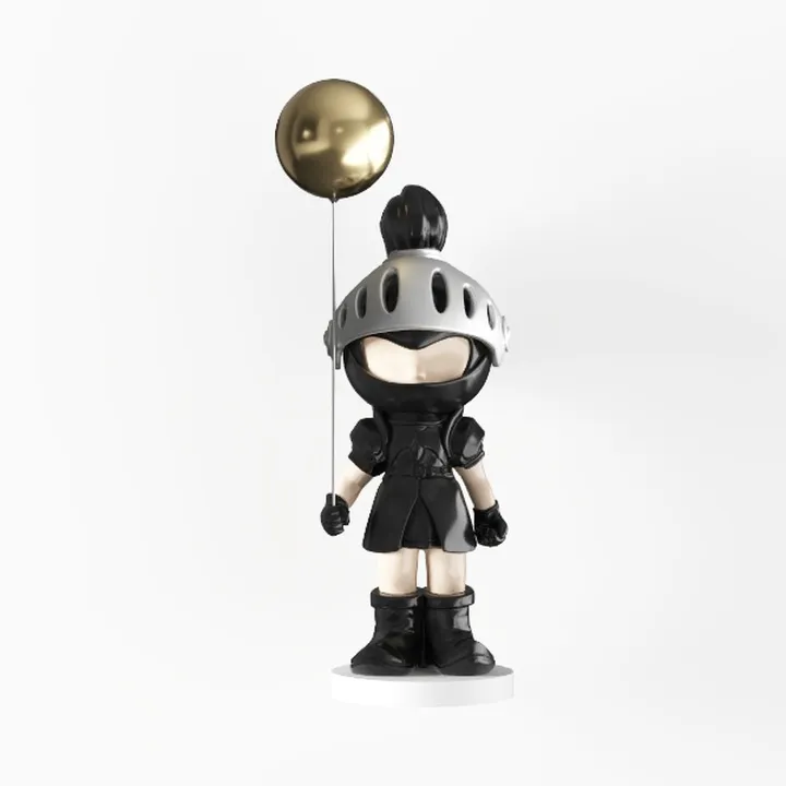 Modern Black Resin Knight Cartoon Sculpture Decor 3D Model