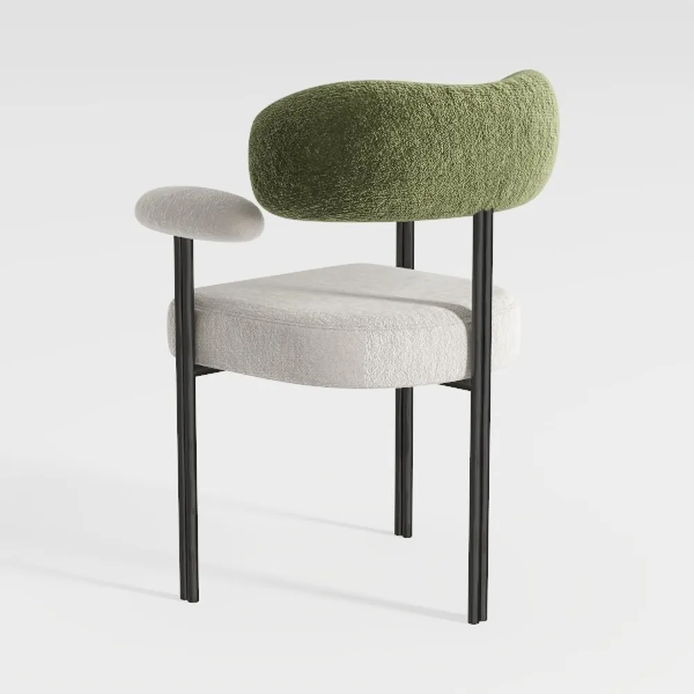 Boucle Barrel Chair Set of 6, Gray and Silver