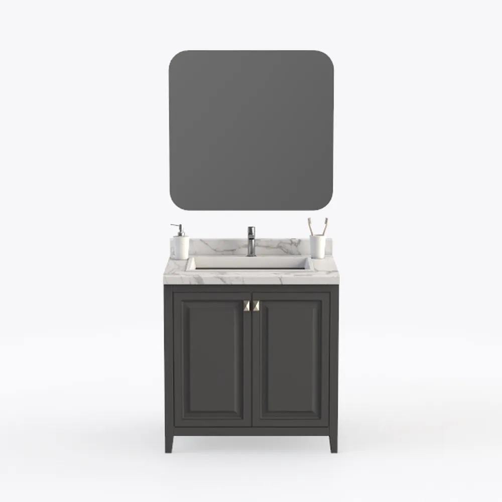 Icon 30" Single Vanity with optional Quartz or Carrara Marble Counter - Dark Gray