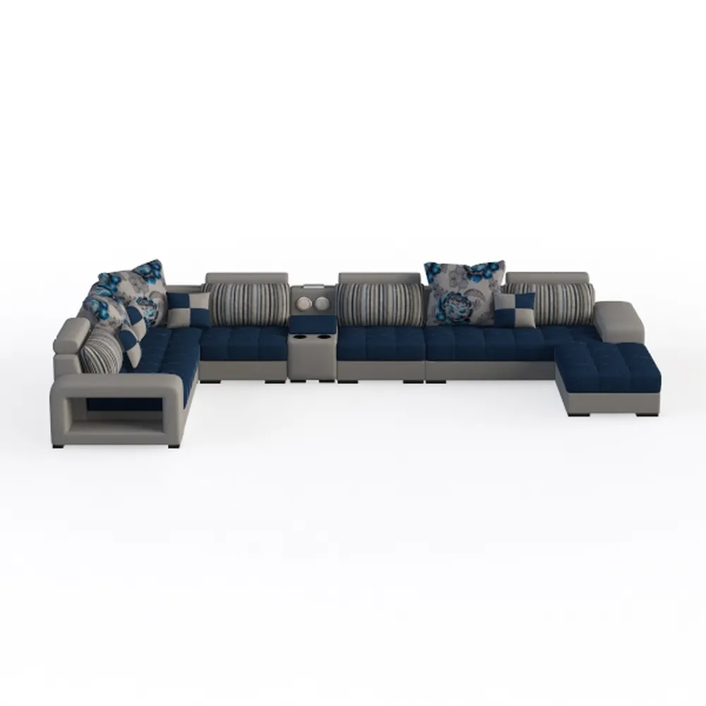 Hybition Sectional Sofa with 2 Ottoman, Chenille L