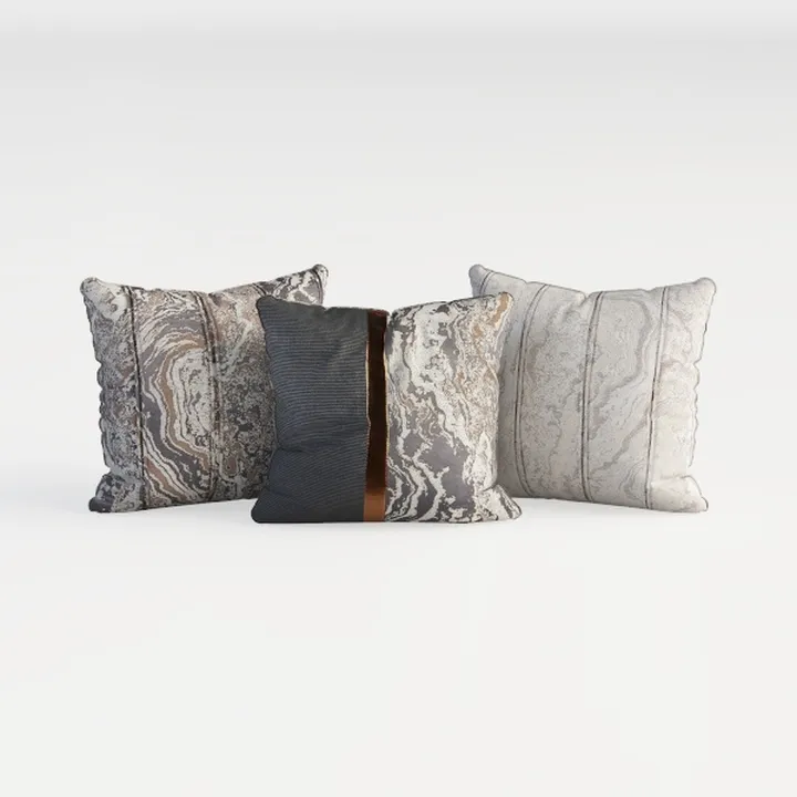 Modern Fabric Decorative Throw Pillow Set 3D Model