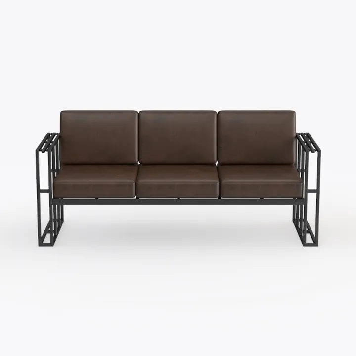 AWQM Faux Leather Couch, Mid-Century Loveseat Sofa