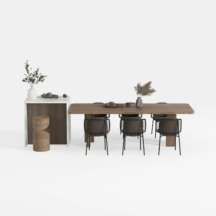 Moronia Light Brown Wood 78.7 in. Trestle Dining T