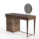 Modern Velvet Solid Wood Vanity Table With Dual Mirrors 3D Model Left 45 Degree View