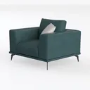 Modern Dark Green Leather Armchair with Accent Pillow 3D Model Left 45 Degree View
