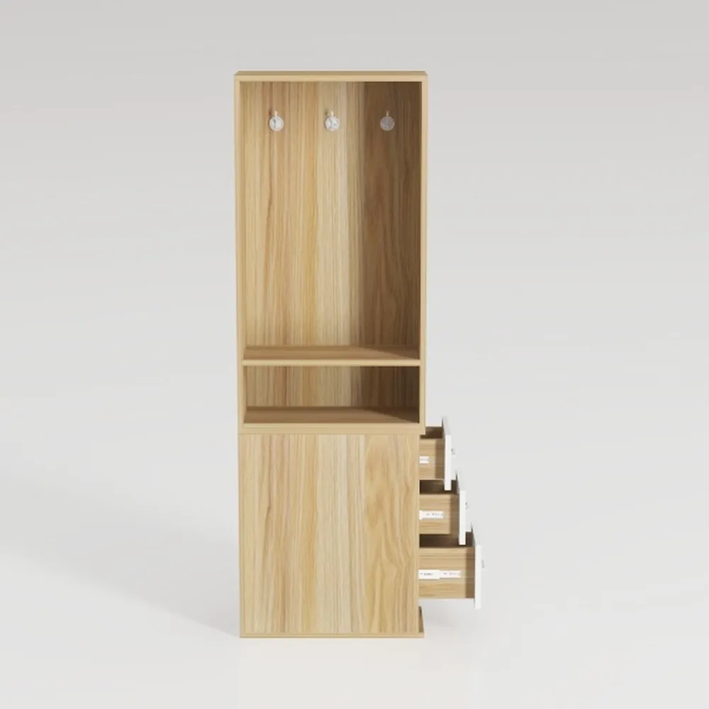 64" Tall Corner Cabinet, Modern Fluted Storage