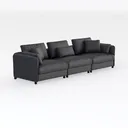 Geralyn Sectional Sofa w/2 Pillows, Black Leather Right 45 Degree View