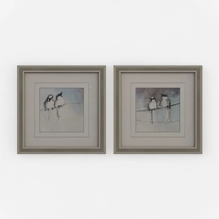 Minimalist Framed Bird Wall Art Prints Set 3D Model