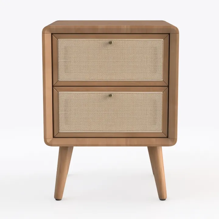 Modern Nightstand, Dresser Cabinet with 2 Ratten