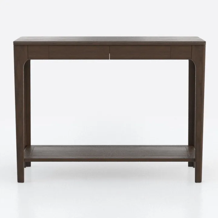 Minimalist Solid Wood Console Table with Lower Shelf and Drawer 3D Model