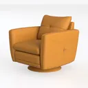 Modern Tan Leather Swivel Armchair 3D Model Left 45 Degree View