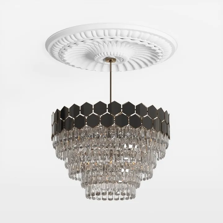 Art Deco Crystal Metal Chandelier 3D Model