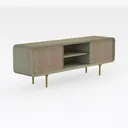 Minimalist Japandi Rattan Solid Wood TV Stand Media Console 3D Model Right 45 Degree View