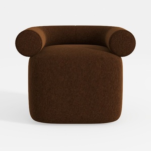 Minimalist Brown Fabric Upholstered Accent Armchair 3D Model