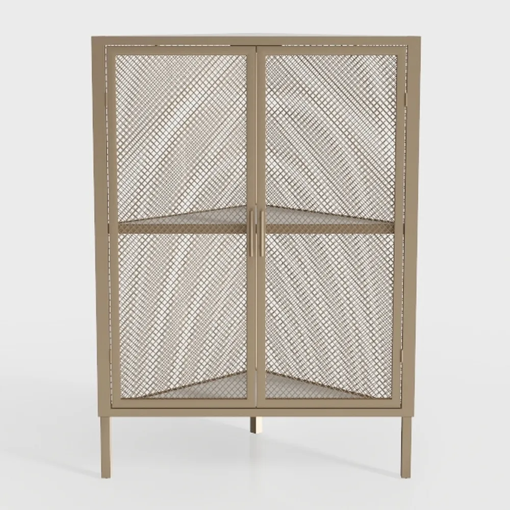 VECELO Corner Cabinet Table with 3-Tier Shelf