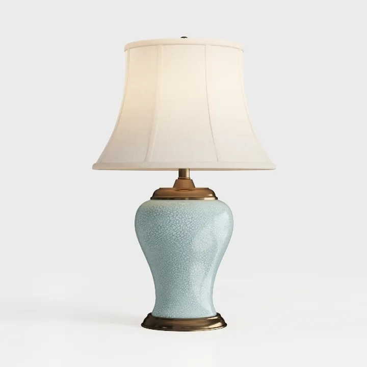 Contemporary Ceramic Fabric Brass Table Lamp 3D Model