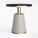 Modern Marble Top Gold Trim Fluted Base Round Side Table 3D Model Left 45 Degree View