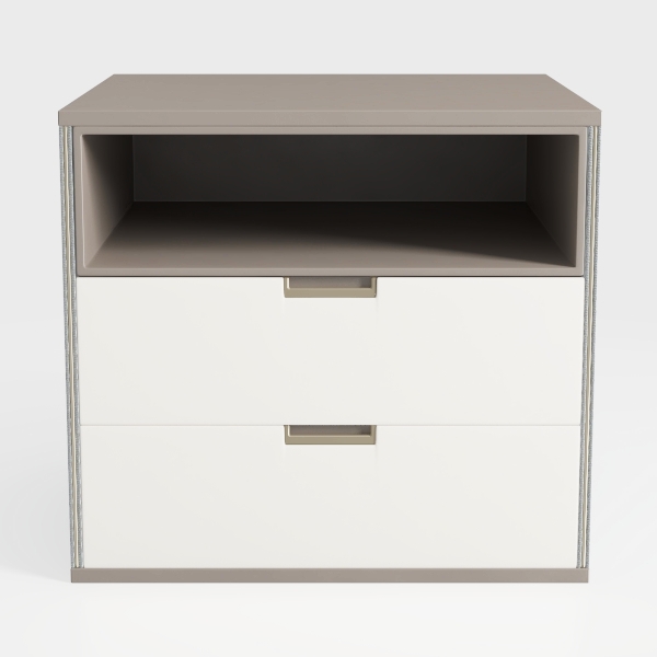 Night Stand, Bedside Table, LED Nightstand with Ch