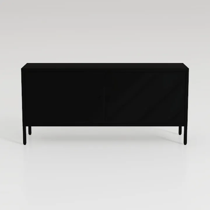Minimalist Black Metal Solid Wood Sideboard Cabinet 3D Model