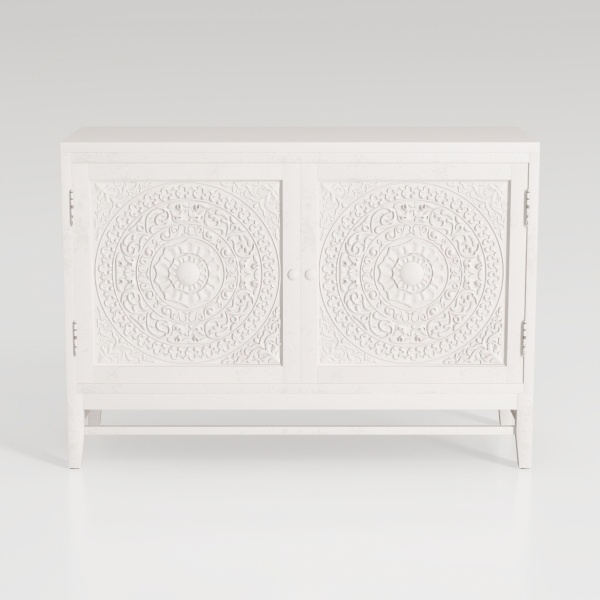 PHI VILLA White Accent Cabinet with Doors, Hollow