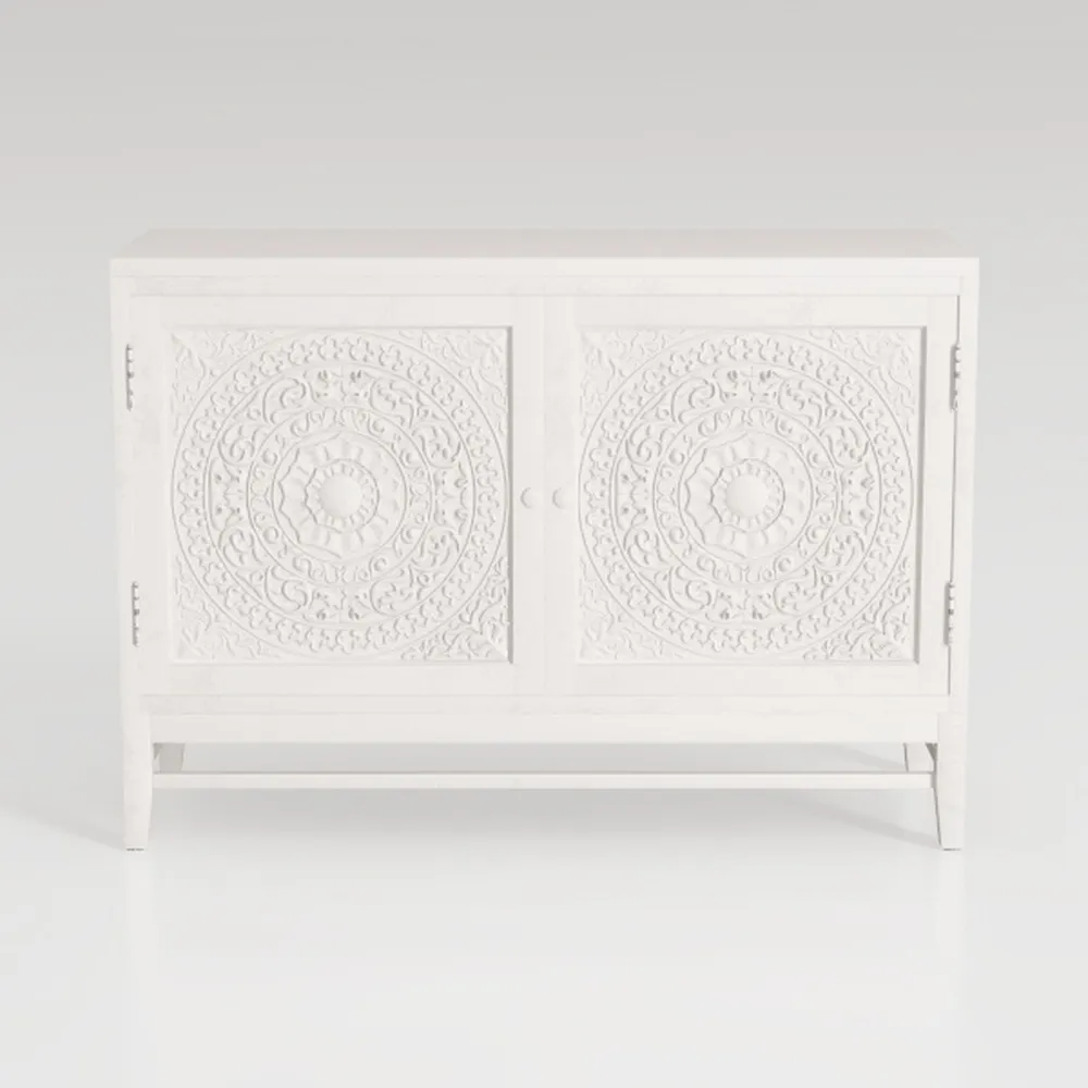 PHI VILLA White Accent Cabinet with Doors, Hollow