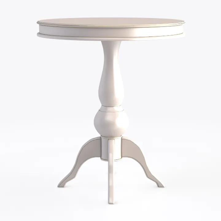 Minimalist White Solid Wood Round Side Table 3D Model