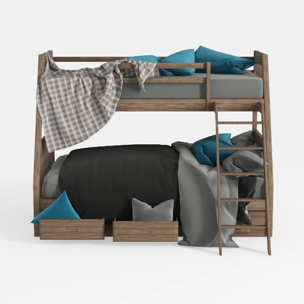 Donco Kids Twin Over Full Louver Bunkbed in Antiqu
