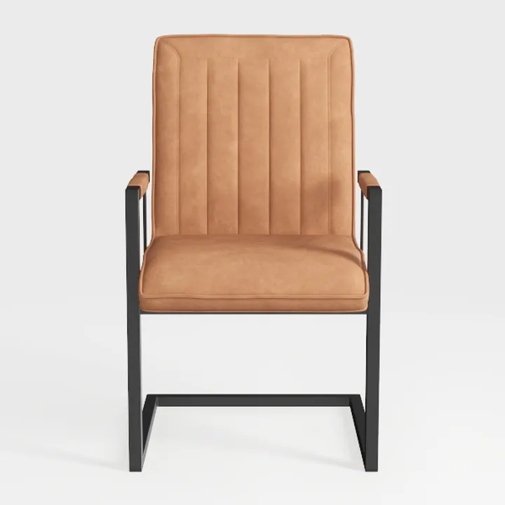 Modern Leather Upholstered Metal Armchair 3D Model