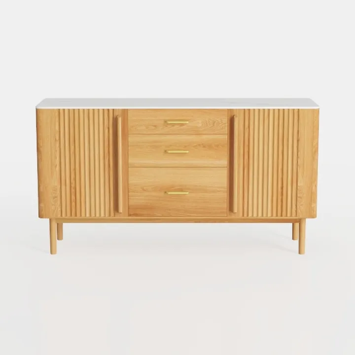 Fluted Sideboard Buffet Cabinet with 4 Doors