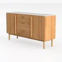 Fluted Sideboard Buffet Cabinet with 4 Doors Left 45 Degree View