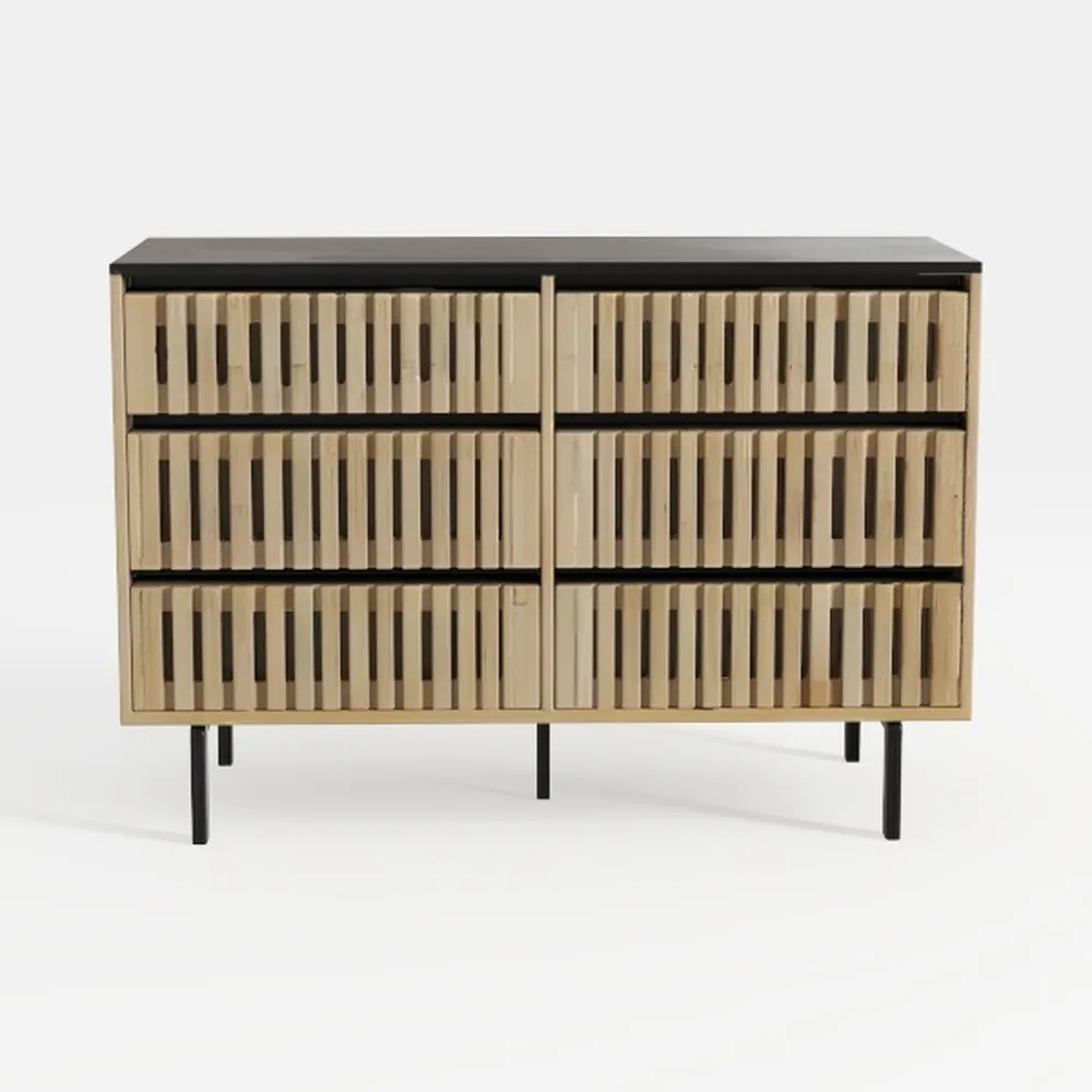 Fluted,Bedroom Storage Cabinet,Six drawer storage,