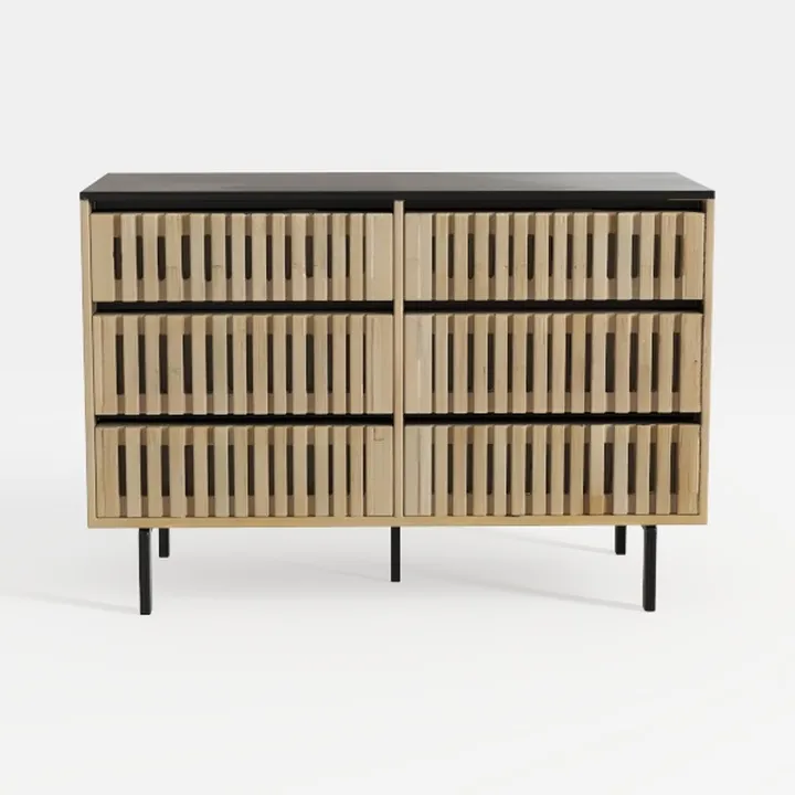 Fluted,Bedroom Storage Cabinet,Six drawer storage,