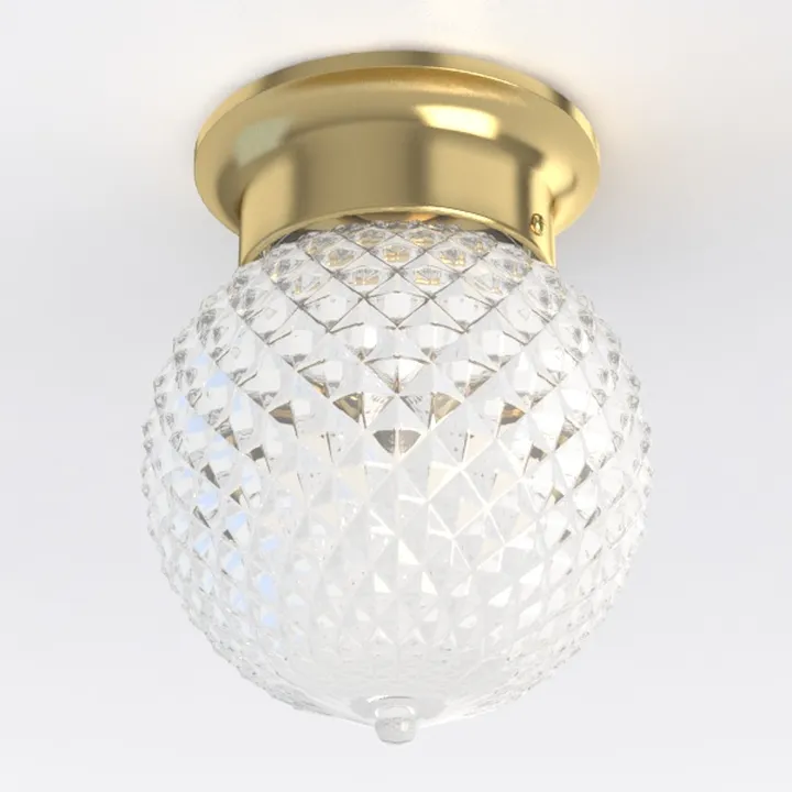 Brass Glass Vintage Ceiling Lamp 3D Model