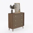 Minimalist Japandi Rattan Solid Wood Dresser 3D Model Right 45 Degree View