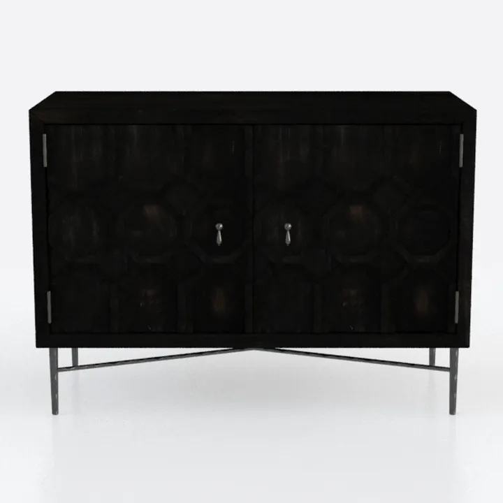 Carved Decorative Storage Cabinet, Fluted Wooden