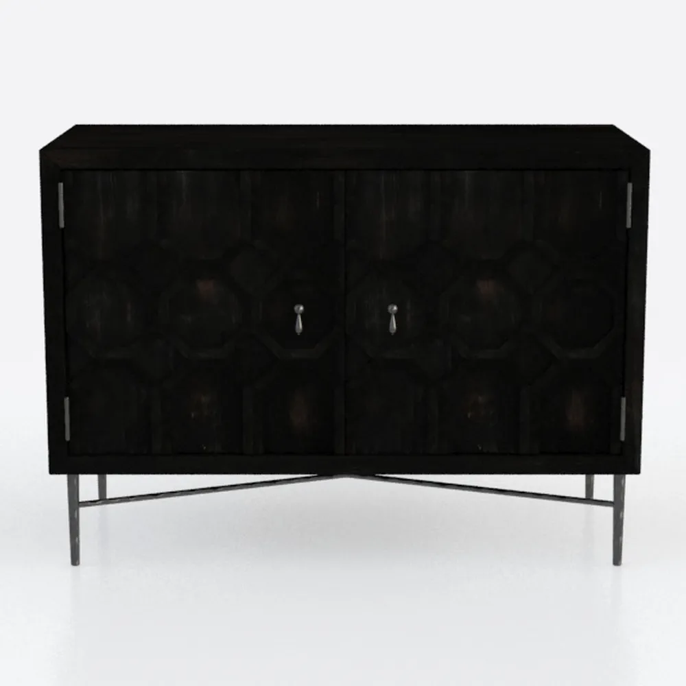 Carved Decorative Storage Cabinet, Fluted Wooden