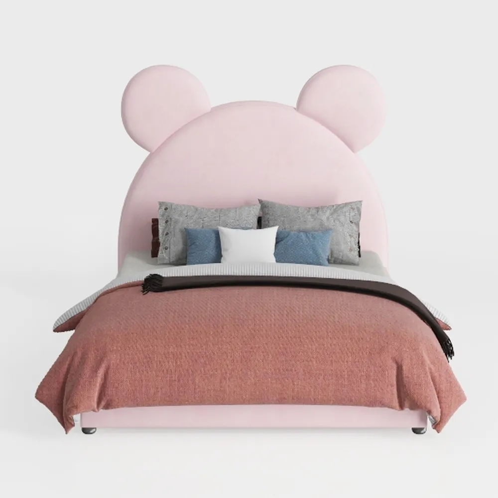 Upholstered Twin Daybed Frame for Kids, Pink Twin