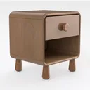 KOHARA Children's Bedside Table, Solid Wood Right 45 Degree View