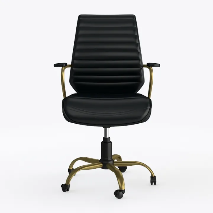 Modern Black Leather Gold Metal Office Chair 3D Model