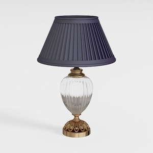 Classic Brass Glass Fabric Table Lamp 3D Model