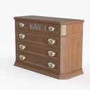Classic Solid Wood Dresser with Polished Metal Hardware 3D Model Left 45 Degree View
