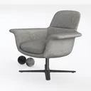 Minimalist Grey Fabric Swivel Armchair 3D Model Left 45 Degree View