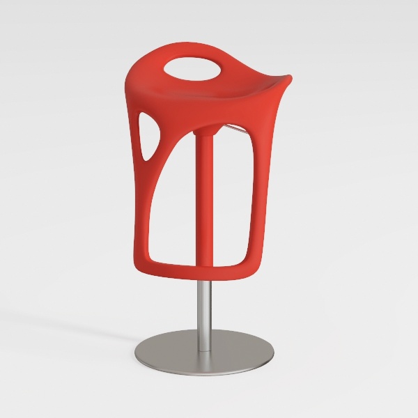 Adjustable Height Red Cushioned Bar Stool