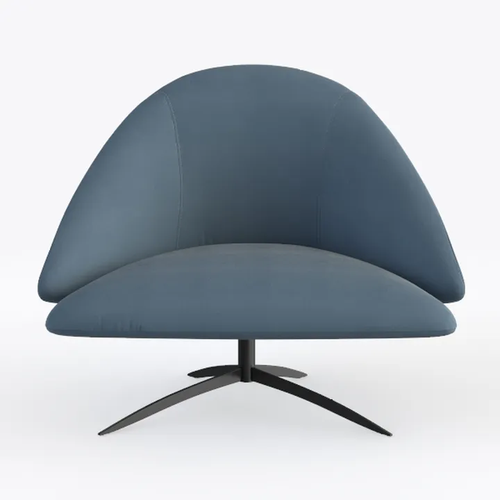 Modern Minimalist Blue Fabric Swivel Armchair 3D Model